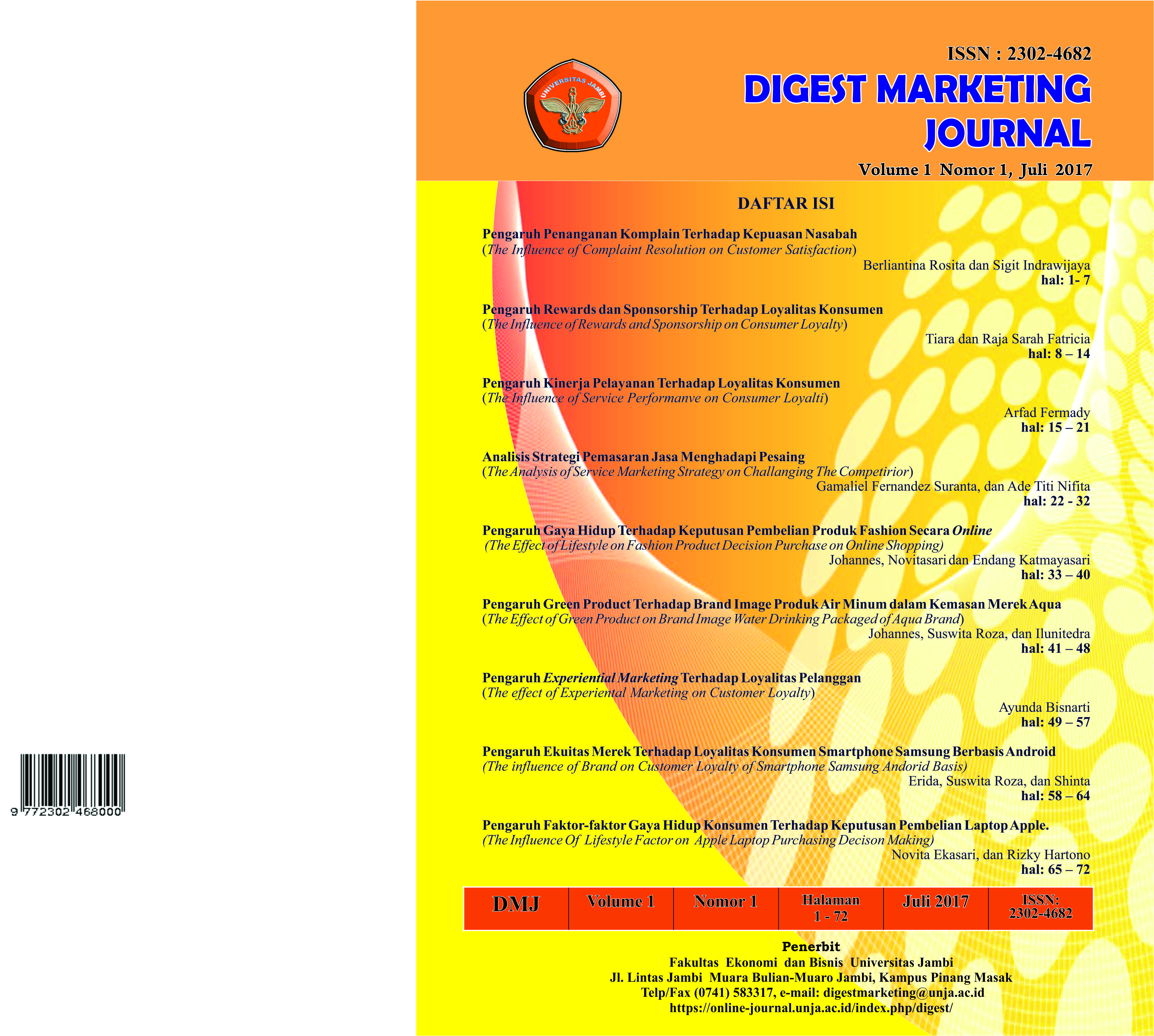 					View Vol. 3 No. 1 (2018): Digest Marketing
				