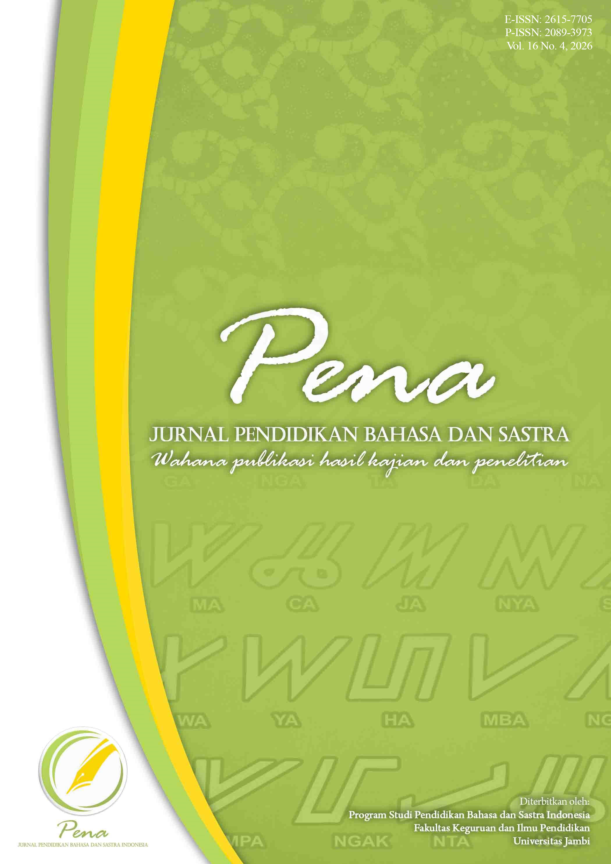 					View Vol. 16 No. 4 (2026): Pena: Jurnal Pendidikan Bahasa dan Sastra
				