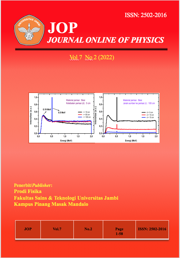 					View Vol. 7 No. 2 (2022): JOP (Journal Online of Physics) Vol 7 No 2
				