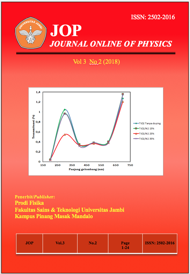 					View Vol. 3 No. 2 (2018): JOP (Journal Online of Physics) Vol 3 No 2
				