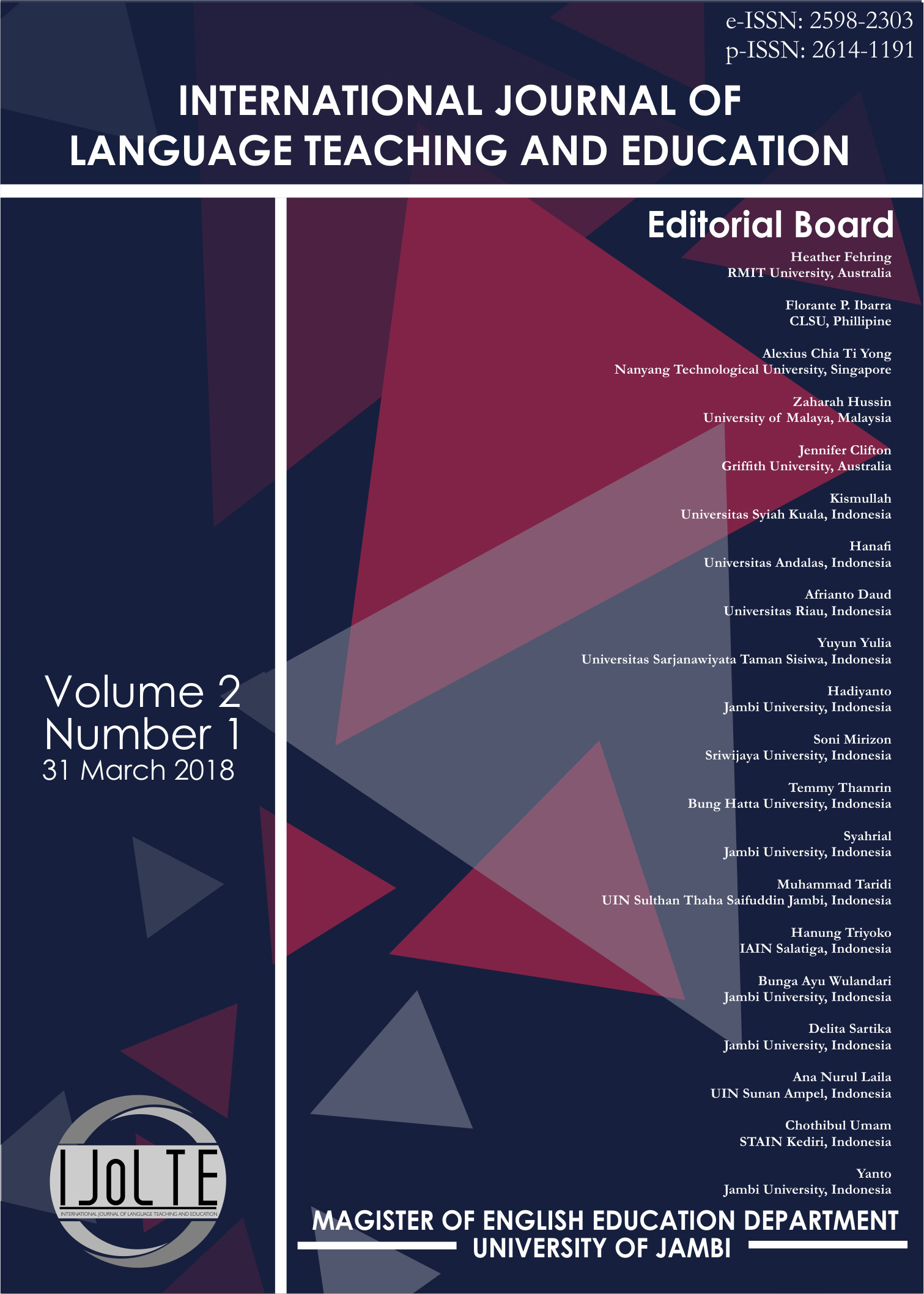 					View Vol. 2 No. 1 (2018): VOLUME 2, Number (Issue) 1, March 2018
				