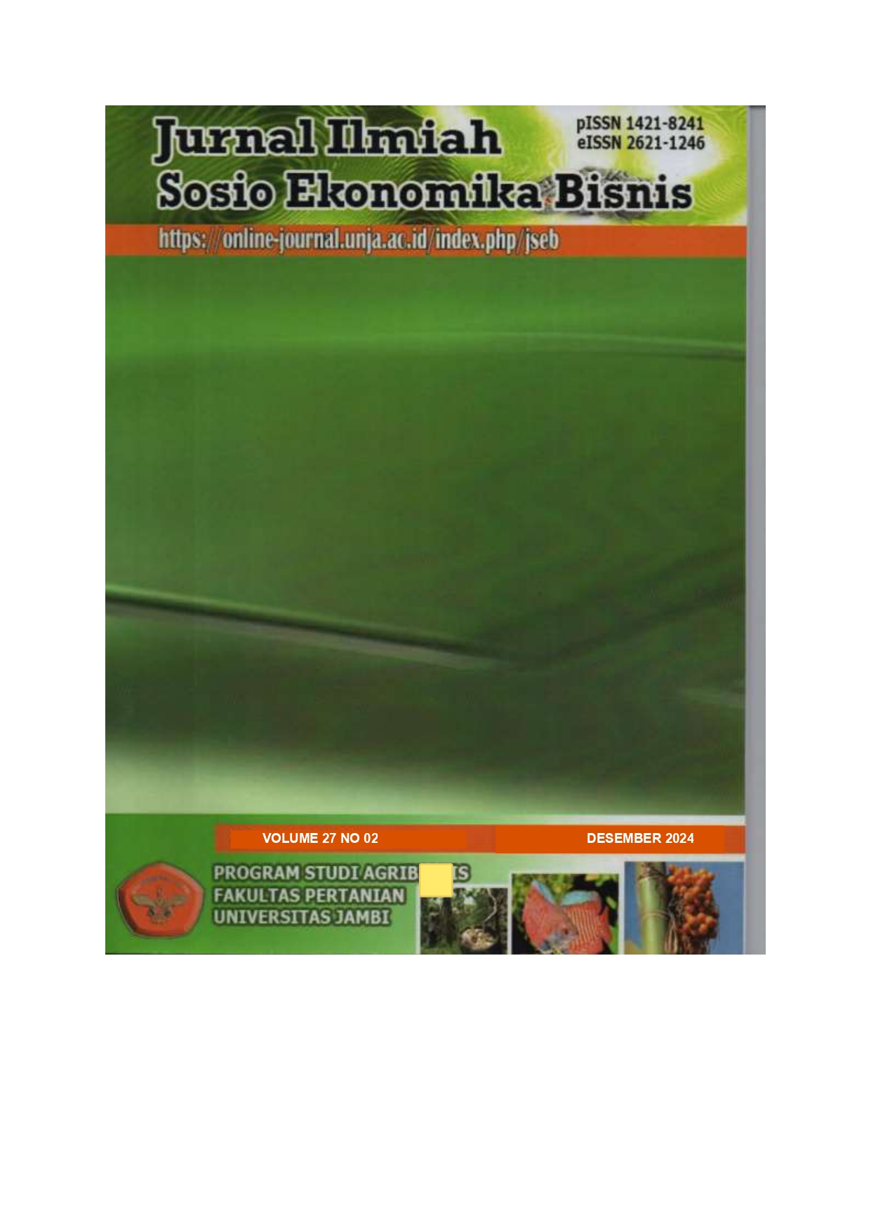 					View Vol. 27 No. 02 (2024): Jurnal Ilmiah Sosio Ekonomika Bisnis
				