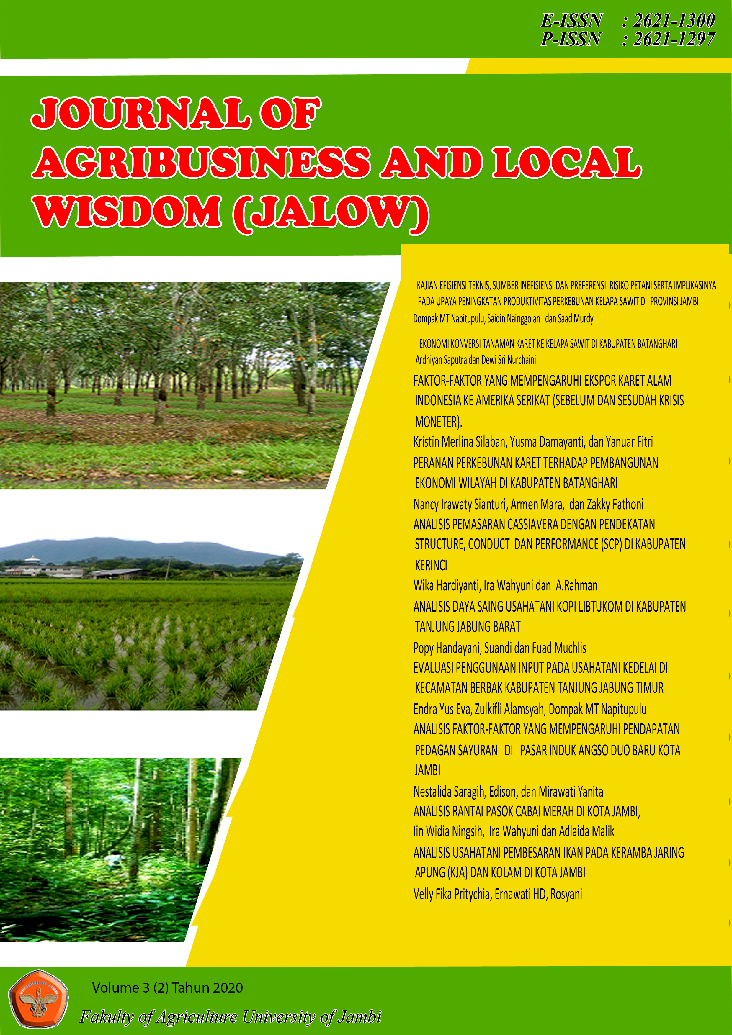 					View Vol. 3 No. 2 (2020): Journal Agribusiness and Local Wisdom
				