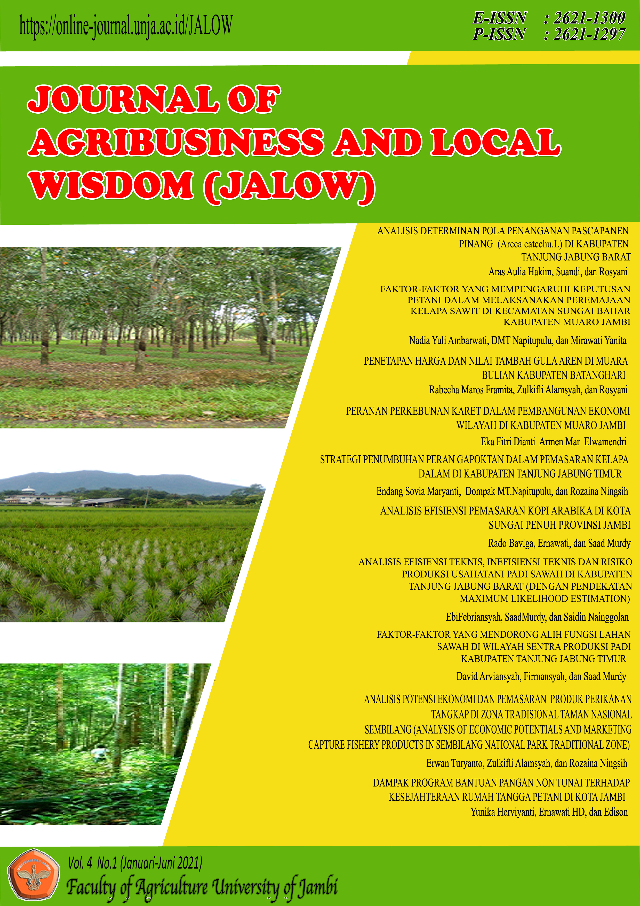 					View Vol. 4 No. 1 (2021): Journal Agribusiness and Local Wisdom
				